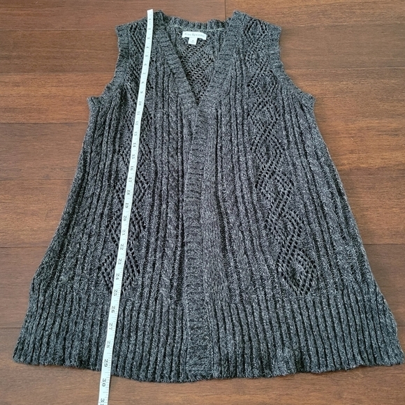 Kim Rogers Sleeveless Knit Soft Lightweight Long Cardigan Sweater Size M Gray - Picture 7 of 7